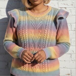 NWOT Loft Multicolor Pastel Rainbow Sweater Large